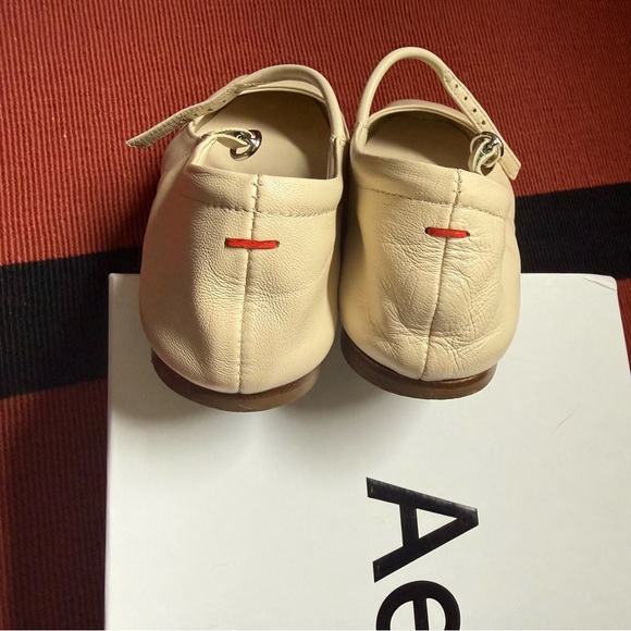 Aeyde Uma Leather Mary-Jane Flats in Creamy Napa - Picture 7 of 10